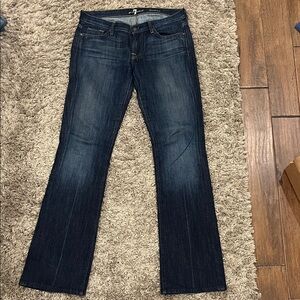 7 For All Mankind Dark Indigo Flare Wide-Leg Jeans